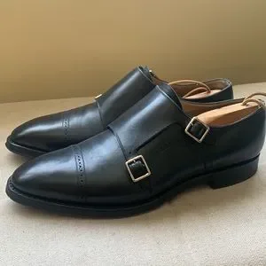 Bally Scardino Men\'s Black Double Monk Strap Leather Derby Shoes Size 10EEE Wide Vintage BALLY Orano Monk Strap Dress Shoes, Black Leather  main image 4
